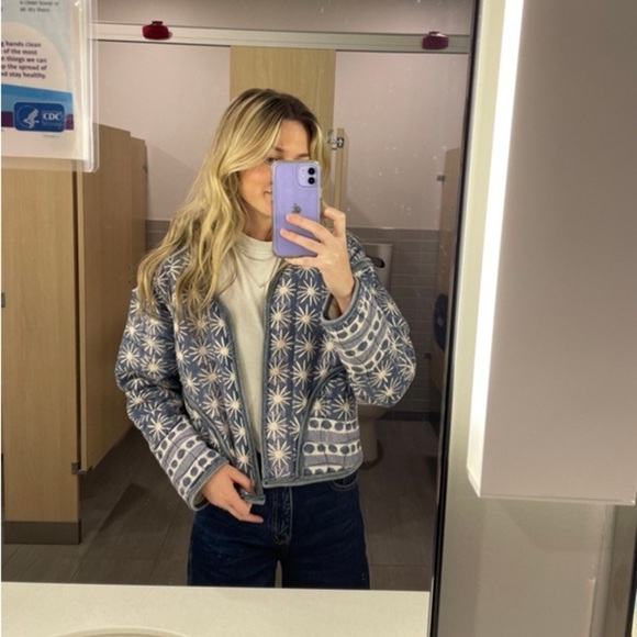 FREE PEOPLE Kara Blue Quilted Jacket S - Picture 3 of 13